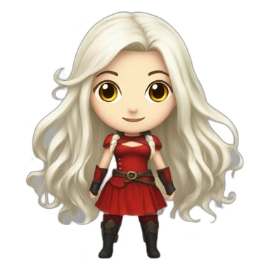 rpg-girl-with-long-white-hair-and-red-dress and black tights like chibi sticker