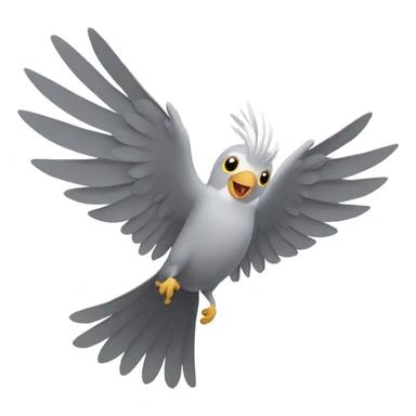 grey cockatiel bird flying sticker