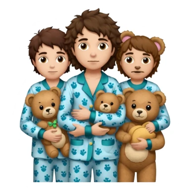 the band greta van fleet wearing pajamas and holding teddy bears sticker