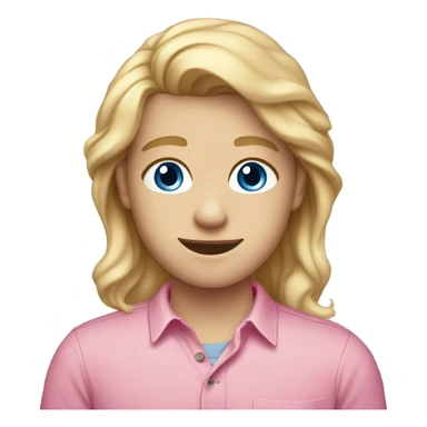I 21 year old with warm blonde hair and blue eyes in a pink shirt  sticker