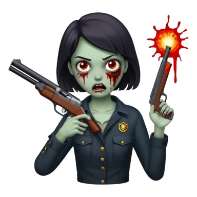 Survivor firing shotgun at zombie, flying blood, intense expression, dark style, no background










 sticker