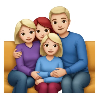 Women cuddling man on couch sticker