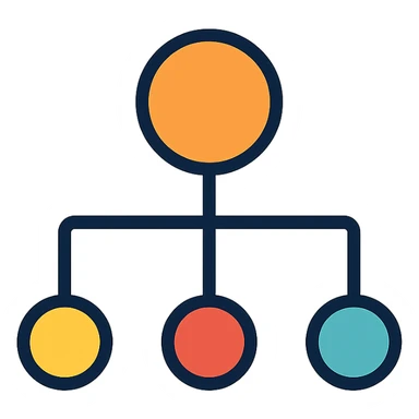 A structured data icon representing a network, clean and modern design, suitable for digital interfaces. sticker