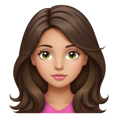 Long haired Brunette with highlights in her hair and hazel green eyes  slightly tanned white girl with pink peach lips and rosy cheeks sticker
