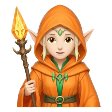 Mage elf with glowing orange staff sticker