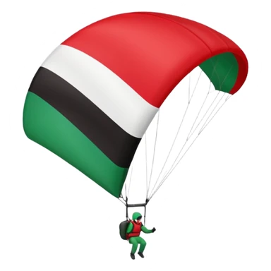 a paraglider flying a palestinian flag wing, respect scrupulously the correct shapes and colours of the palestinian flag, try again sticker