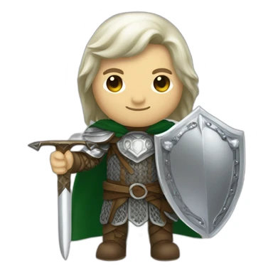 gondolindrim elven warrior silmarillion with silver chainmail shield and slim spear sticker