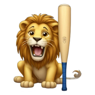 A lion crying with beside a cricket bat sticker