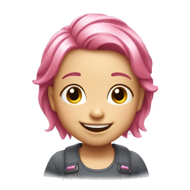 A little girl with pink hair and white and shiny skin and a pleasant laugh. sticker