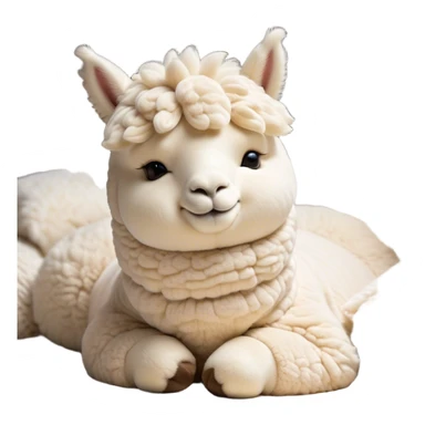 Meme-Worthy Cute Sleeping Cream Alpaca Portrait Emoji, Head resting peacefully with a contented smile, showcasing a delightfully robust build and a luxuriously soft cream fleece, eyes shut in a serene nap, Simplified yet hilariously adorable features, highly detailed, glowing with a soft, drowsy light, high shine, relaxed and utterly lovable, stylized with an air of playful laziness, bright and heartwarming, soft glowing outline, capturing the essence of a comically sleepy alpaca, so meme-worthy it feels like it could instantly become the next viral sensation of adorable slumber! sticker