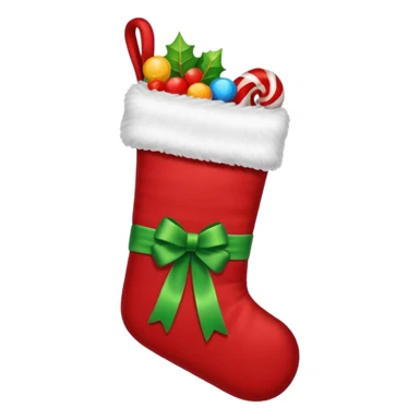 A cozy Christmas stocking full of gifts and candy sticker