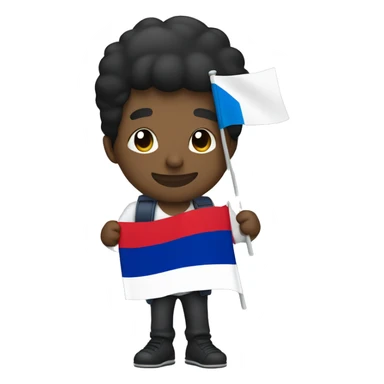 A Dominican man holding Dominican flag is boarding a plane with a Russian flag on it sticker