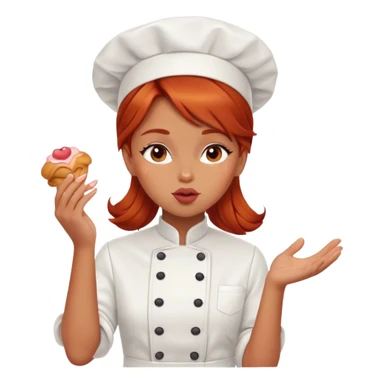 Redhead girl Pastry Chef with eyes blowing kisses sticker