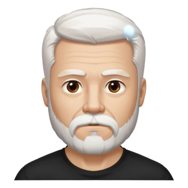 White haired muscled adult man with a black t-shirt. He has white beard and a long goatee. Dark brown eyes. Strong neck. Attractive. sticker
