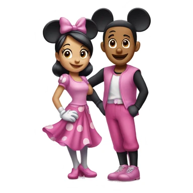 mickey and minnie mouse in pink outfits sticker