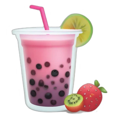 boba tea with fresh fruits sticker