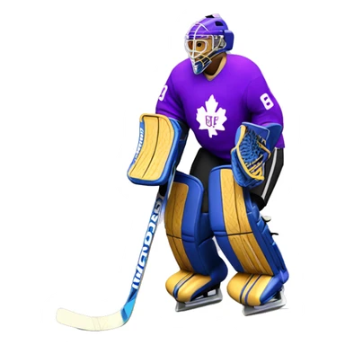 Hockey goalie in purple jersey sticker