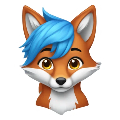 Red Fox with blue hair sticker