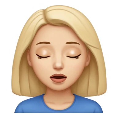 woman sighing, eyes closed, sigh coming from mouth, simple design, iPhone emoji style sticker