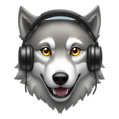 Wolf with Gaming headset sticker