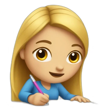 girl writing review sticker