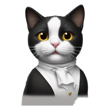 Black and white cat with white bib smoking a cigar sticker