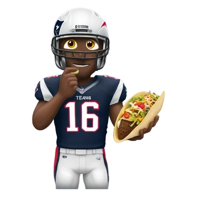 someone wearing an nfl football texans jersey who is holding a taco in his hand sticker