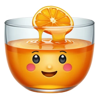 orange marmalade in a small glass bowl, cute emoji style sticker