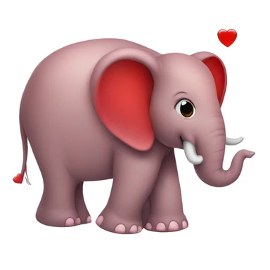 Rose colour elephant with red hearts around him sticker