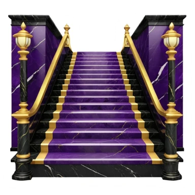 Luxurious black marble hallway stairs with gold and white accents  with with violet accents sticker