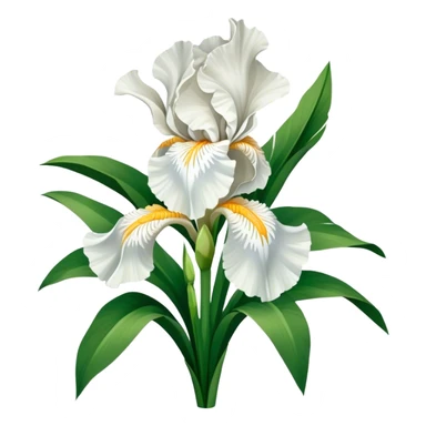 big bouquet Pure White Iris, luxuriant, leaf, bud sticker