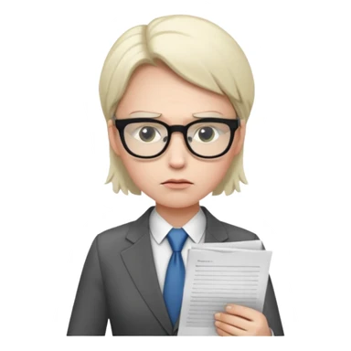 Frowns with Glasses, Office Boss: Business outfit, holding papers, frowning behind glasses, serious look
 sticker