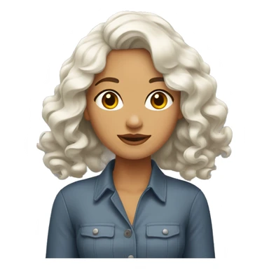 femme peau blanche, cheveux mi-long brun ondulés sticker