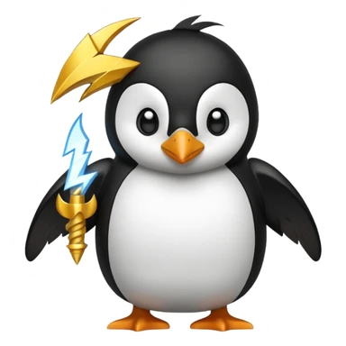 pengiun zeus holding lightning sticker