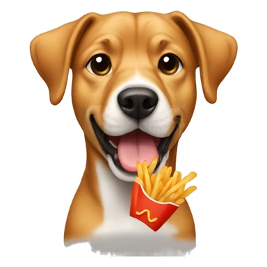 Dog eating French fries sticker