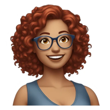 a-curvy-girl-with-dark-red-curly-hair-and-blue-glasses dancing with friends sticker