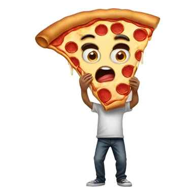 stupid boy eating a huge pizza which is coming out from his eyes sticker