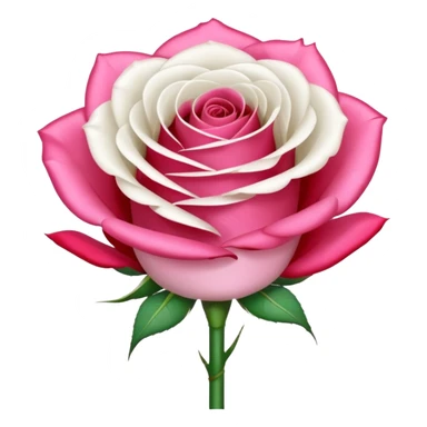 One pink rose and one white rose in transparent bouquet with red band  sticker