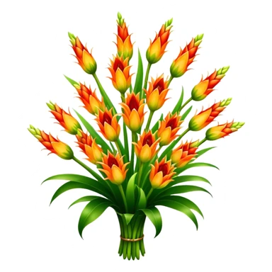 big bouquet Torch Lily flower, luxuriant, stem, leaf sticker