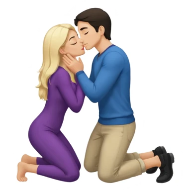 naked man, dark Hair, kneeling, Kissing ass of a naked blonde Woman sticker