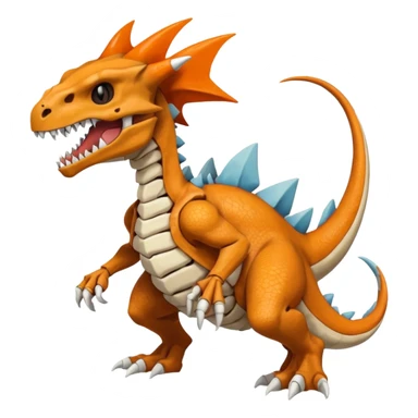 Skeletal Skull-mask-faced Cuzard-Cubone-Marowak-Charizard-Fakémon-Pokémon-Fusion, full body sticker