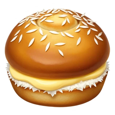 scandinavian skolebolle bun with vanilla custard in the middle and coconut flakes om the side sticker