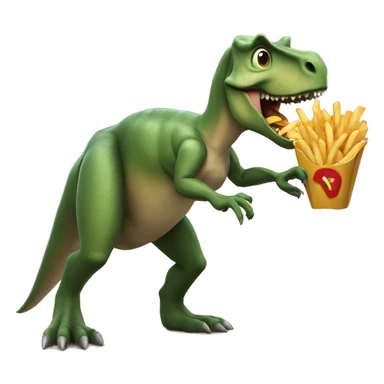dinosaur eating fries sticker