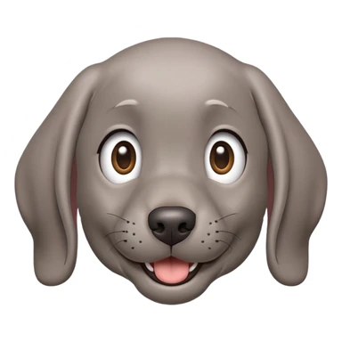 cinematic-comical-weimaraner puppy-portrait-emoji,-head-tilted-dramatically-with-an-exaggeratedly-amused-expression,-featuring-a-vibrant-grey-fur-with-a-lively-sheen,-wide,-expressive-brown-eyes-filled-with-playful-disbelief sticker