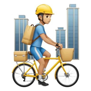 Courier + yellow helmet + delivery bag, City Cyclists. sticker