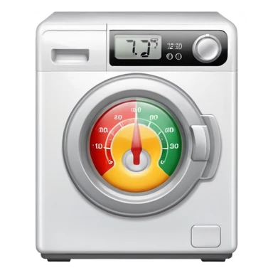 create an icon for white washing machine with big hot termometer in front sticker