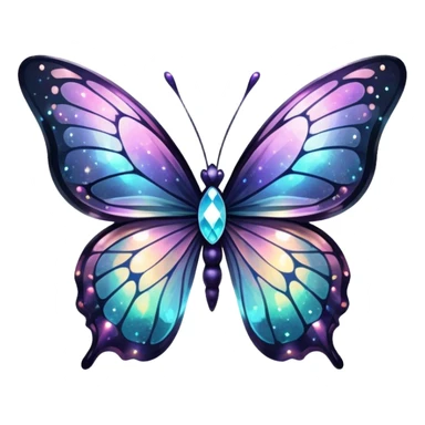 Dark Nebula Sparkly glossy glittery Pastel iridescent transparent bio-luminescent glass crystal butterfly sticker