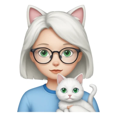 Deci .. fetița sa aibă ochii grii spre albastru ,pisica alba ochii verși ,iar a doua pisica ochii albaștrii fata ochelari  sticker