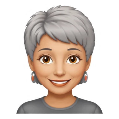 woman 50 years old, short grey fluffy cut hair, tannes skin and brown eyes sticker