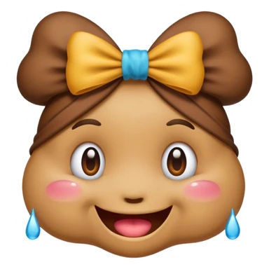 Emoji I phone Type, happy poo with tears a bow on the head sticker